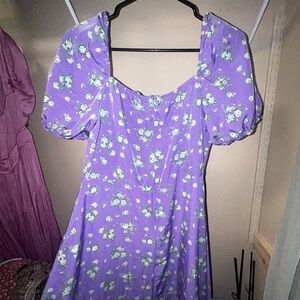 SHEIN Lavender Floral Long Sleeve Dress
